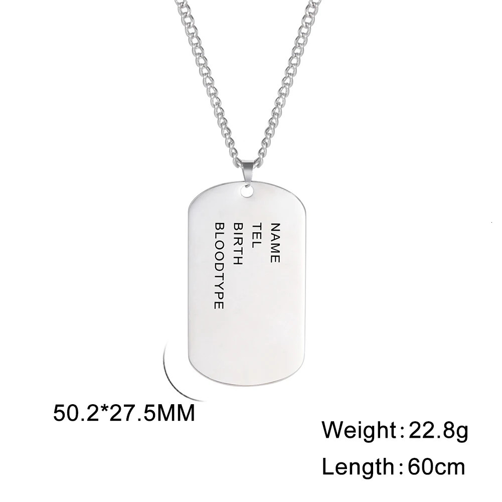 Military Army Tactical Personalized Bar US Dog Tag Necklace Soldier Name Chain Custom War Gift For Man Stainless Steel Jewelry 250210