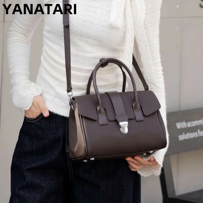YANATARI Genuine Leather Woman Shoulder Handbags Ladies Crossbody Bags Esigner Minimalism Cowhide Bag