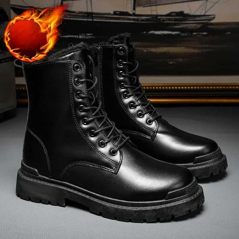 Winter boots For Men Black Boots Casual sneaker shoes men PU Leather Autumn Mens boots Mens safety shoes botas para hombre XJ250217