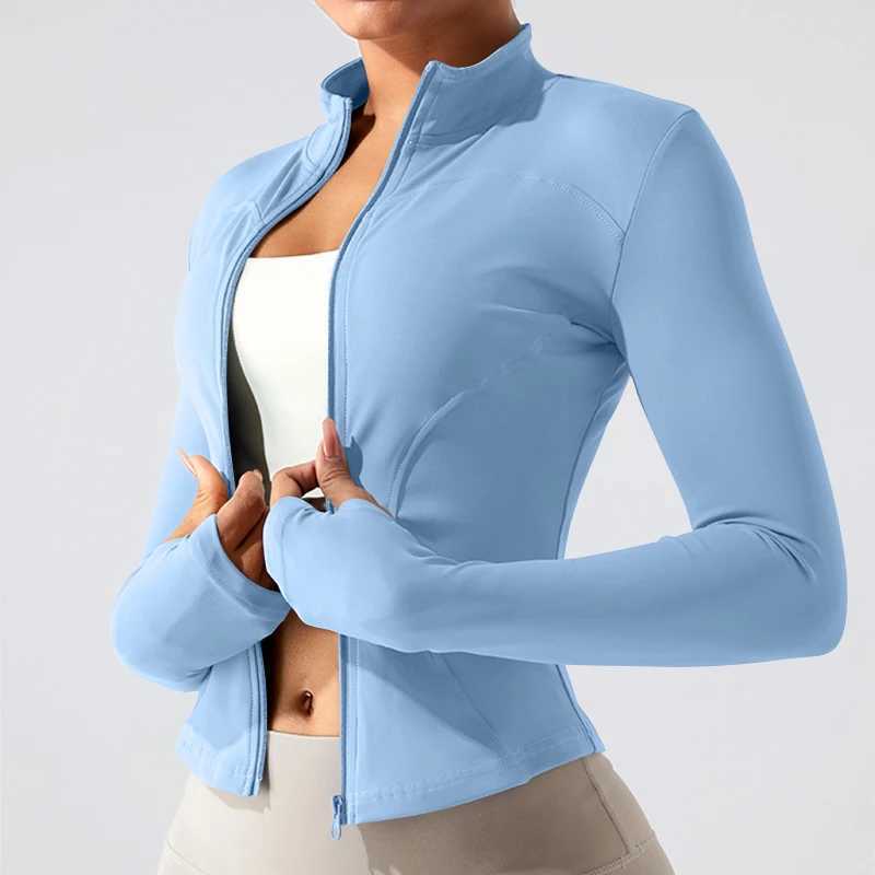 Active Shirts Tees Sports Jackets Zip Women Gym Shirt Female Workout Stand Collar Long Slves Jacket Running Clothing Slimming Coat H25218