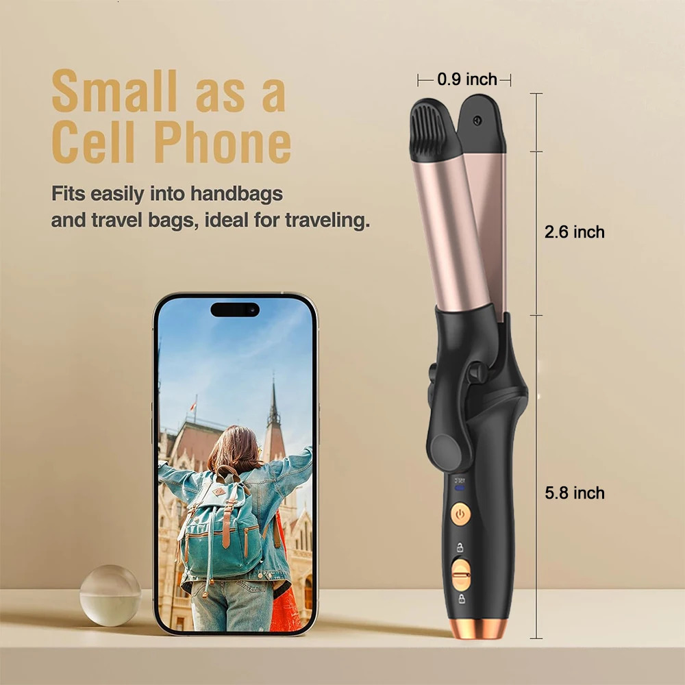 Mini Wireless Curling Iron Portable Hair Straightener USB Rechargeable Fast Heating Hair Curler for Travel 250214