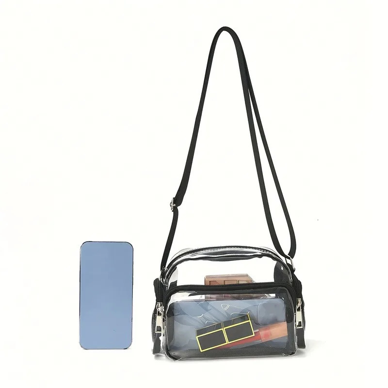 1PC Stylish Transparent And Lightweight Crossbody Bag Suitable White-Collar Workers Outdoor Travel Shopping 250214