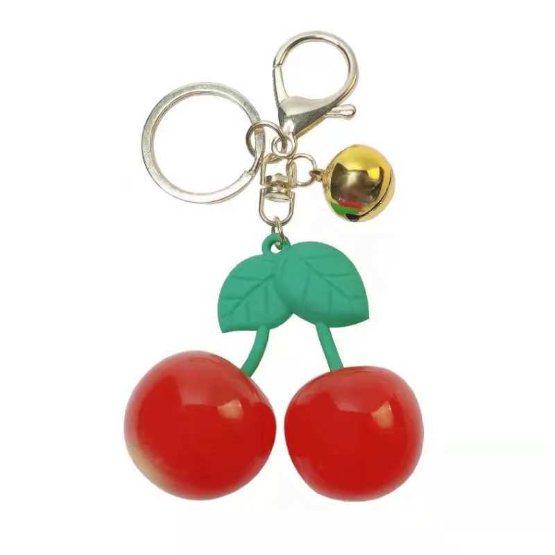 Keychains Lanyards Bag Parts Accessories New Simulated Delicious Cherry Keychain Summer Fruit Pendant Womens Jewelry Gift H250217