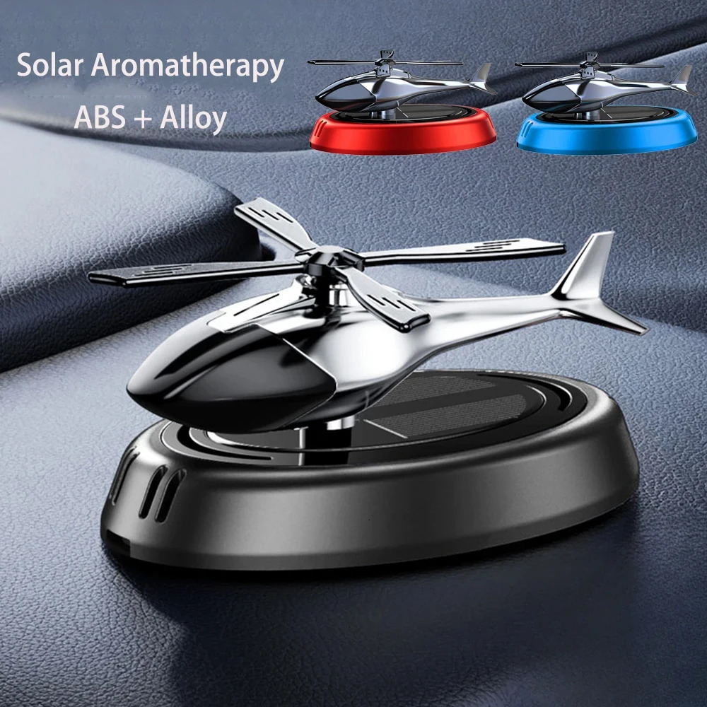 Solar Powered Rotation Helicopter Solar Aroma Car Air Freshener AlloyABS Wooden Fragrance Auto Aroma Diffuser 250214