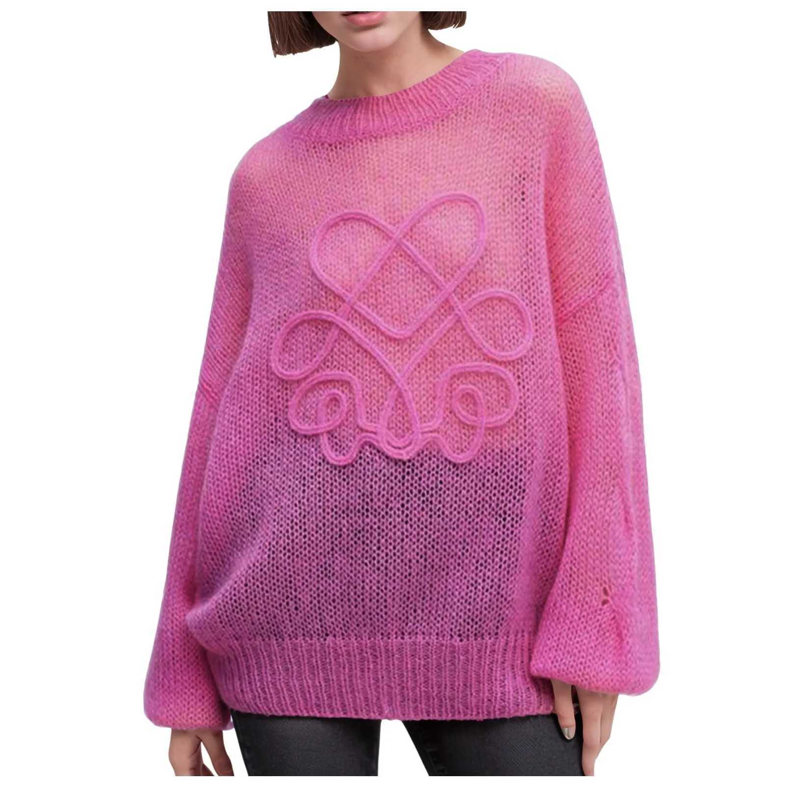 Rainbow Striped Oversized Loose Fit Sweater Pullover Long Sleeve Fall Casual Knit Tops Sweater Chunky Round Neck Jumpers X250218