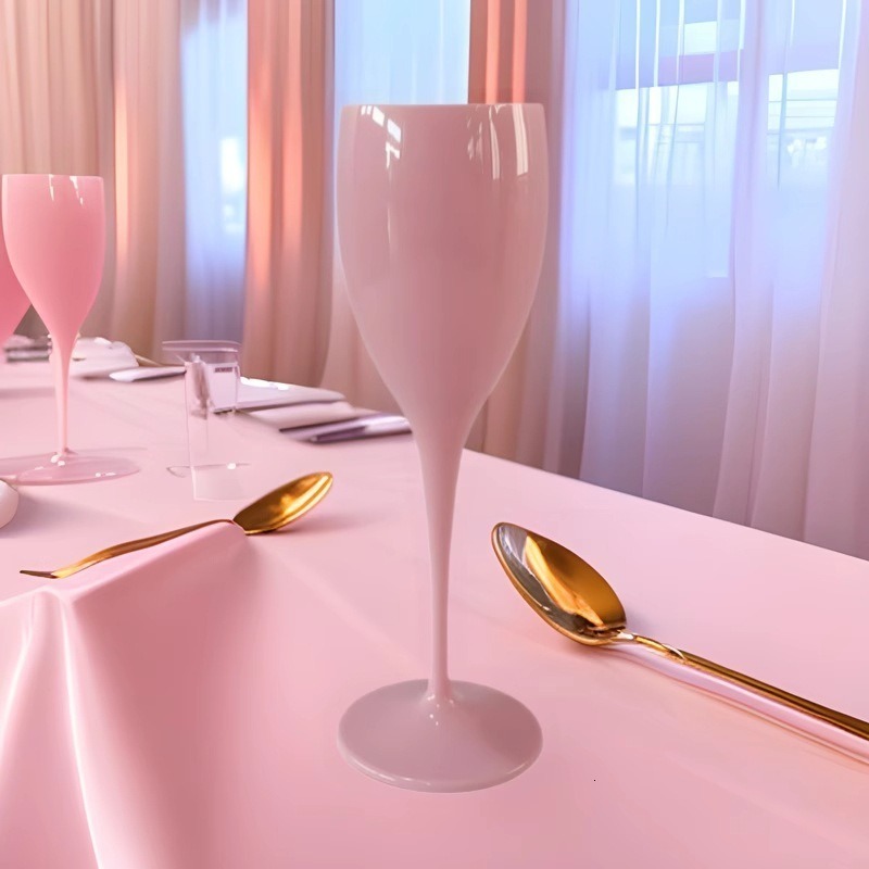 Straight PS plastic high footed glass with printable plastic red wine glass PP 180ml champagne glass 240127