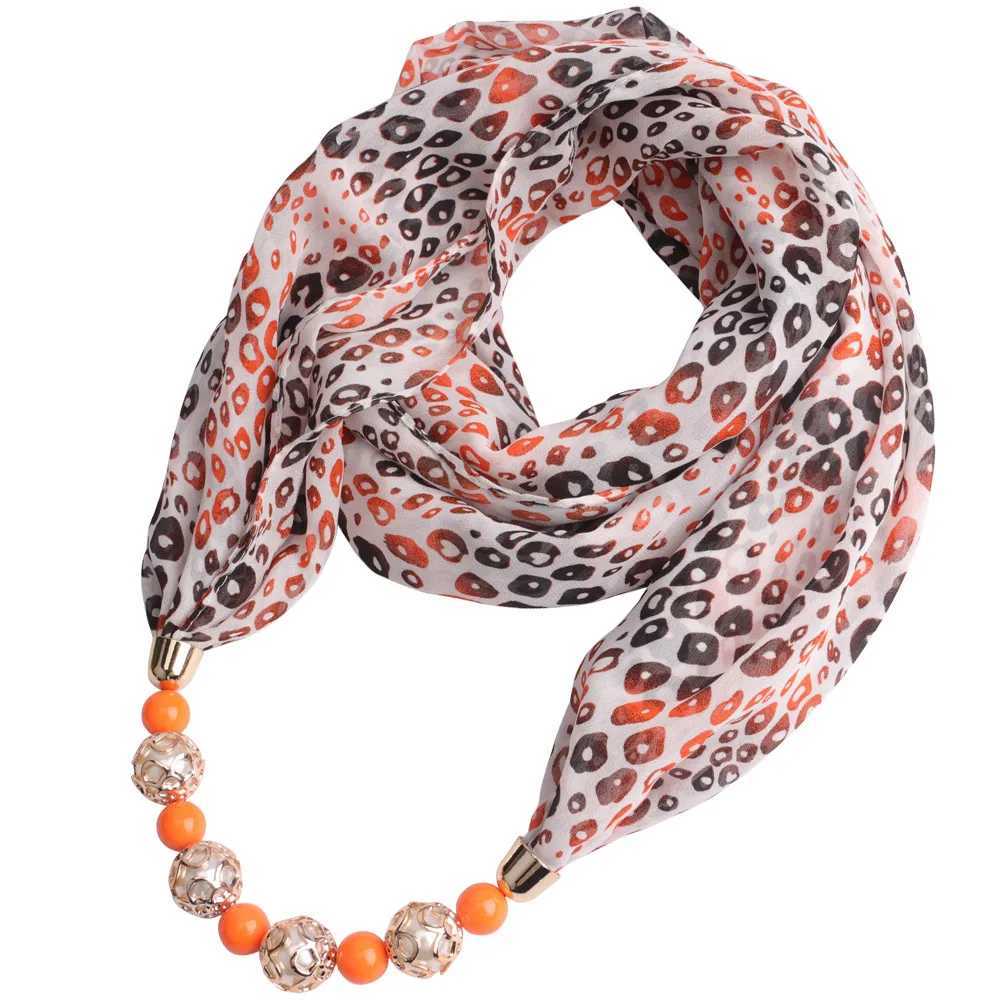 Womens Leopard Chiffon Hijabs Scarf Statement Necklace Pendant Scarf Neckerchief Foulard Femme Accories Hijabs W250218
