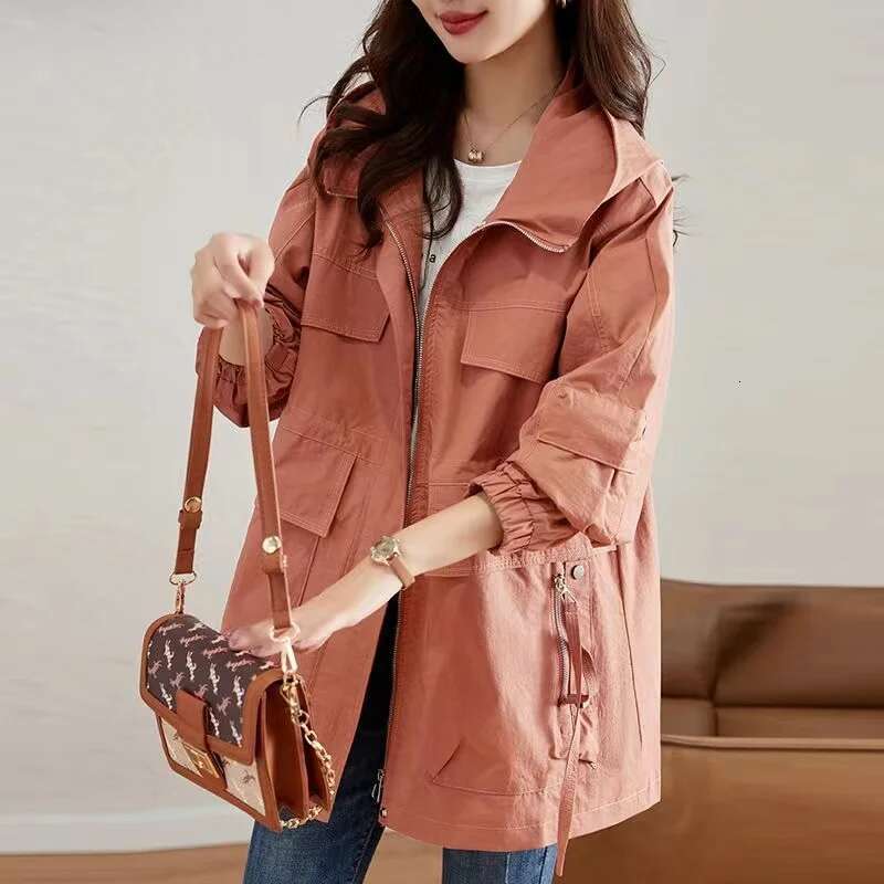 Trench 2024 New Spring Autumn Korean Mid Long Loose Women Overcoat Windbreaker Female Outerwear Basic Coat Ing