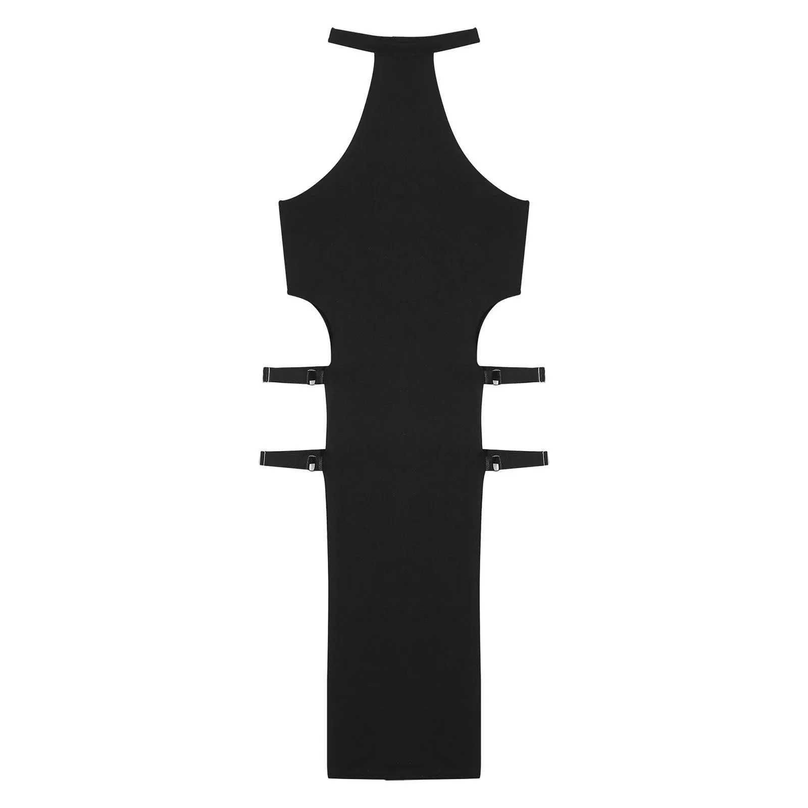 Basic Casual Dresses Sexy Womens Solid Color Adjustable Shoulder Strap Dress Underwear Side Splicing High Cut Strapless Dress Role Playing Party Club 