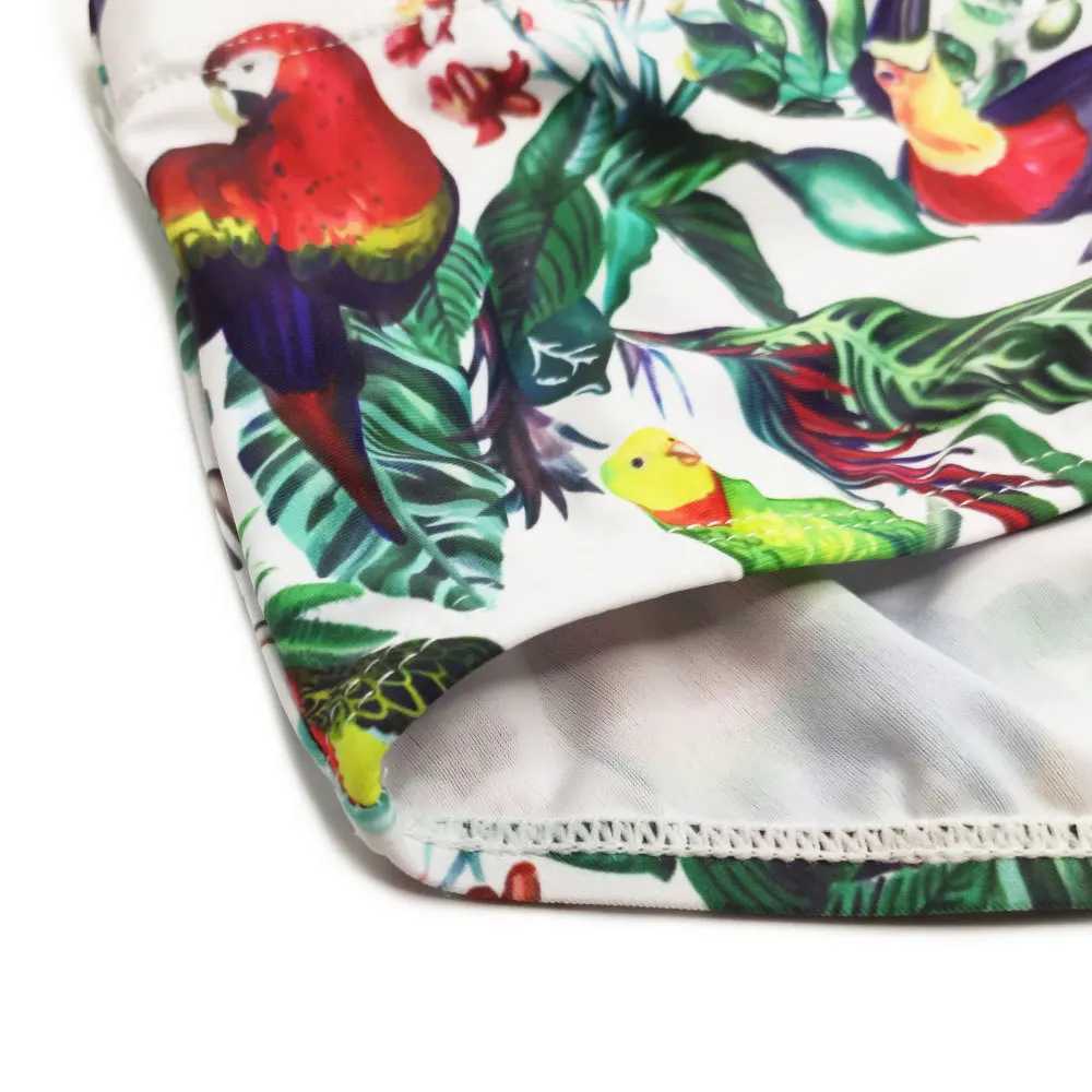 Fashion Parrot Pattern Men Swimwear Brazilian Traditional Cut Swimsuits Swimming Trunks Surf Boxer Briefs Board Shorts Save M250218