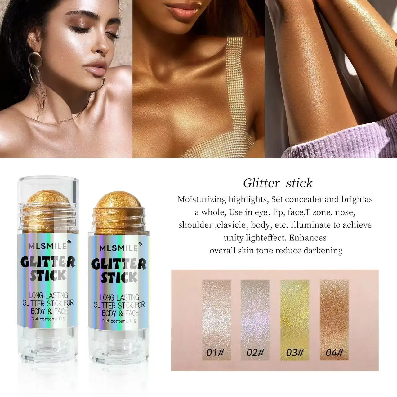 3 color highlighter stick face contour flash highlighter stick body highlight beauty makeup bronzer makeup 250214