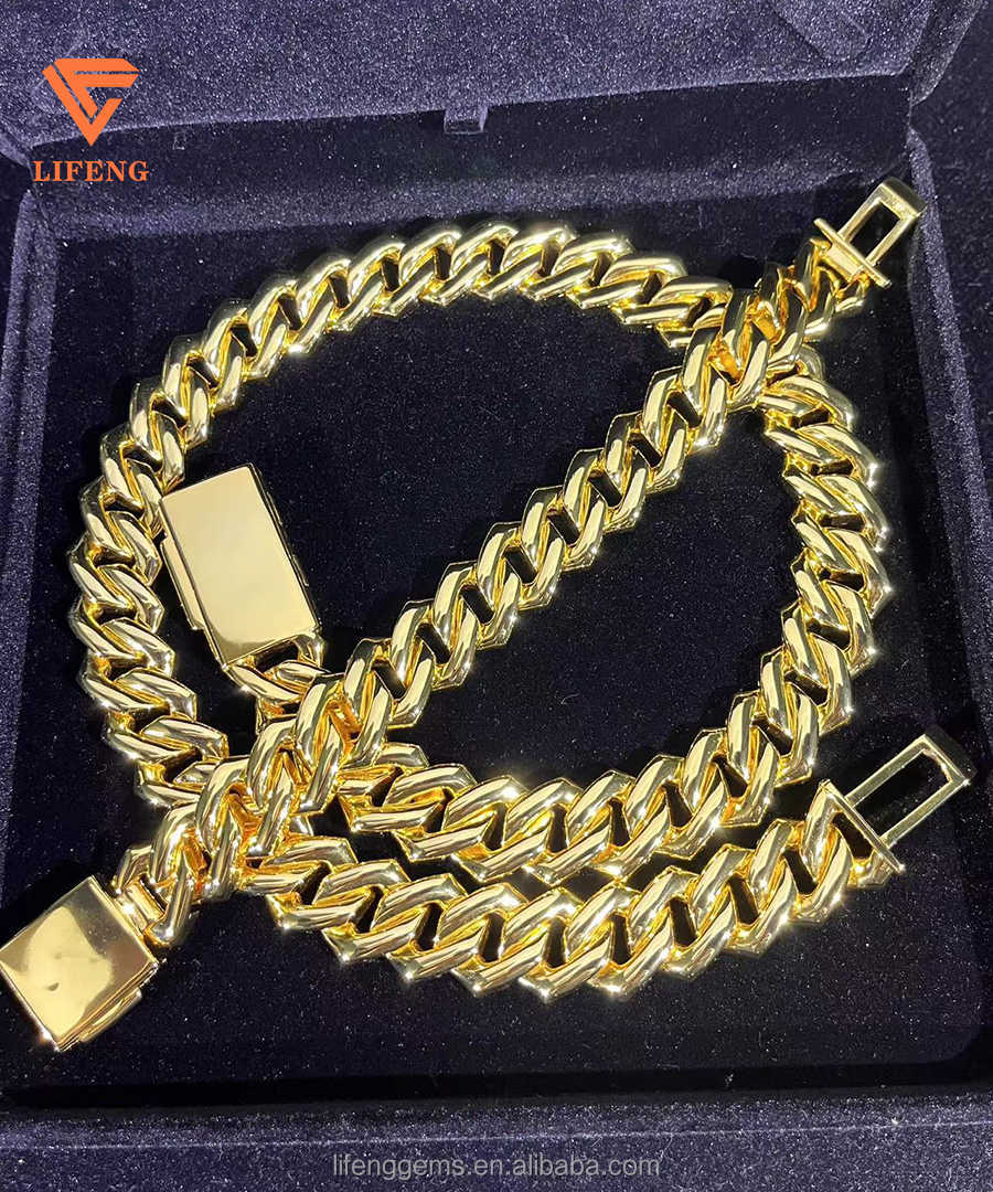 Miami VVS Moissanite Cuban Link Chain 20mm Iced Diamond Man Necklace 925 Silver Gold Plated Hiphop Fine Jewelry Bracelet Set