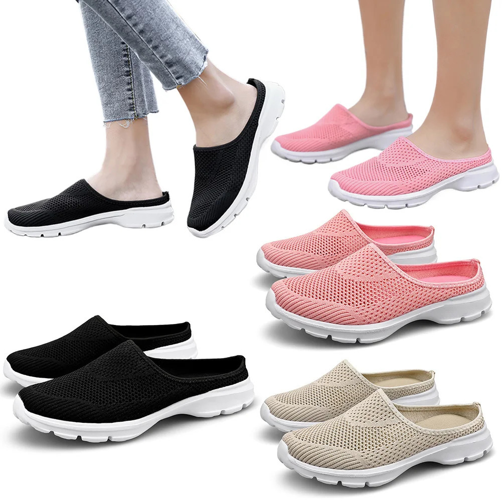 Unisex Walking Mules Sneakers Breathable Slip On Shoes Lightweight Closed Toe Slides Open Back for Women Men 250217