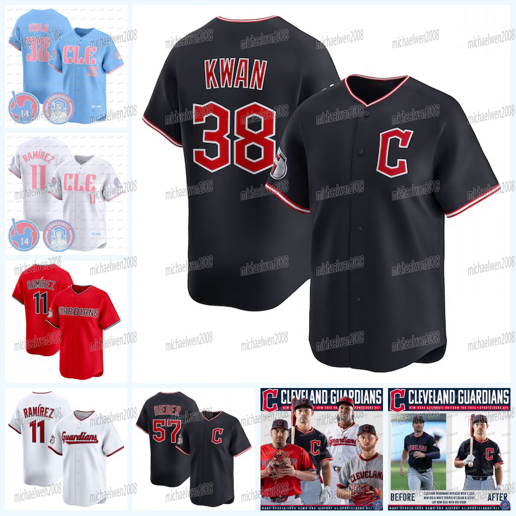 11 Jose Ramirez Guardians 2025 Jersey Steven Kwan Josh Naylor Triston McKenzie Andres Gimenez Bo Naylor Austin Hedges Shane Bieber Emmanuel Clase Tanner Bibee