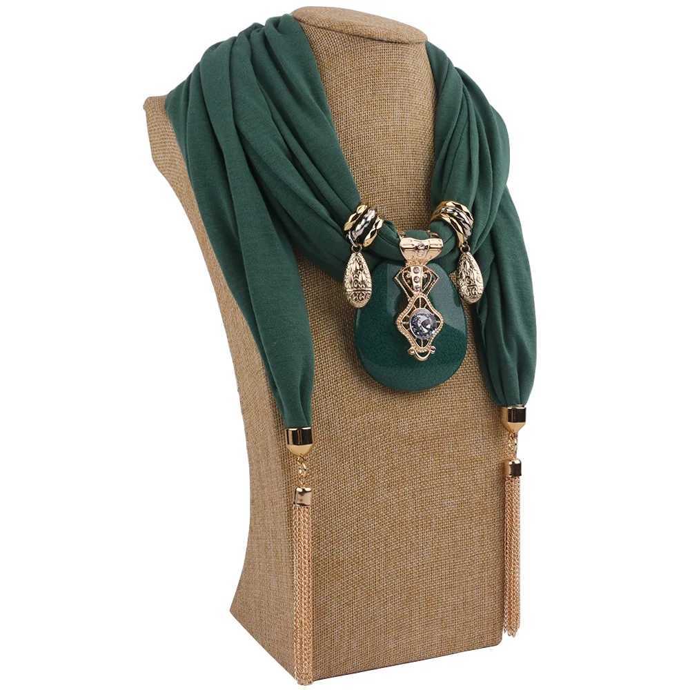Fashion Women Solid Color Tassel Wr Scarf Multi-style Decorative Jewelry Necklace Pendant Scarf Hijabs Femme Head Scarves W250218