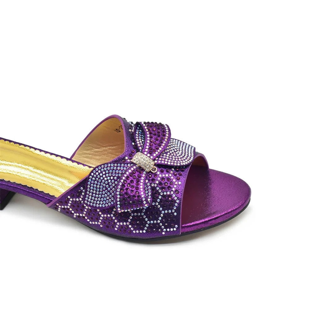 Plus Size Glitter Studs Bow-tie Round Toe Classical Women Pumps Low Heels Dress Party Shoes Rhinestone Women Pumps 250217