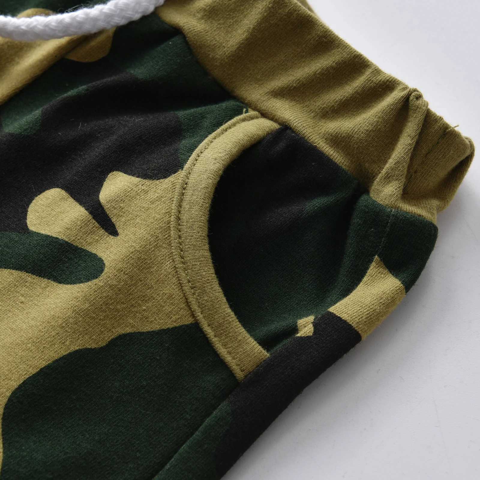 Summer Toddler Baby Boy Short Sleeve Clothes Set Casual Letters Printed T-shirt + Camouflage Shorts 2PCS Outfits for Boys W250218