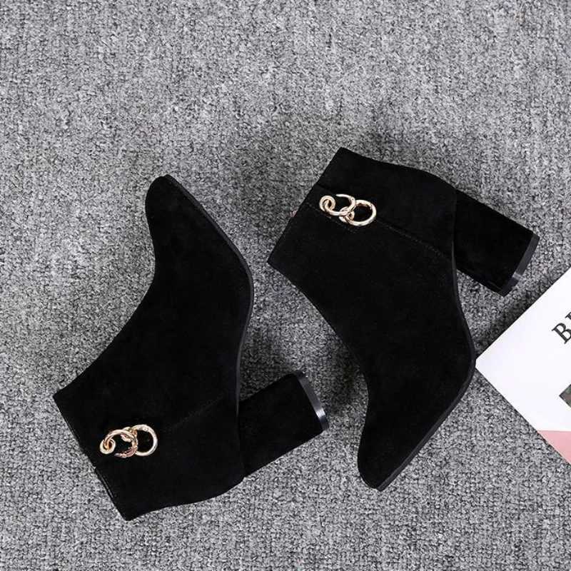 Womens Ankle Boots Heeled Short Shoes For Woman Suede Footwear Black Pointed Toe Booties Very High Heels With Stylish Y2kXJ250217