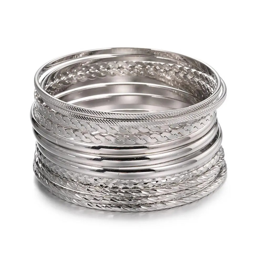 12pcs Punk Curb Cuban Chain Bracelets Set for Women Miami Boho Thick Gold Color Charm Bangles Fashion Jewelry Y2C7 250213