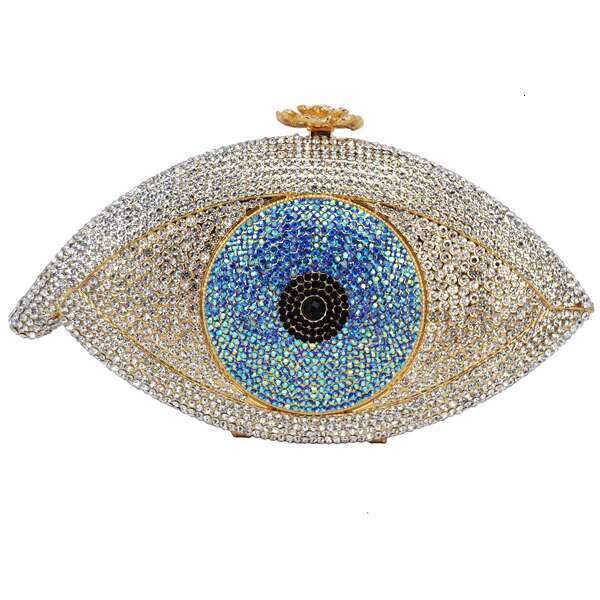 KHNMEET Evil eye Women clutch sier evening femme pochette bag Crystal day Clutch bg party purse SC023