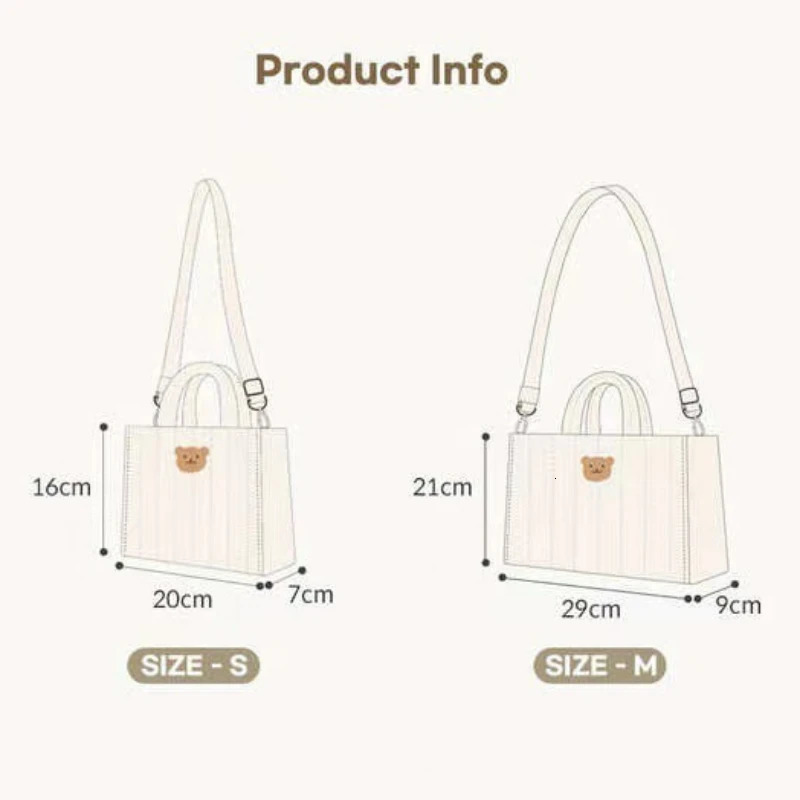 Korean Mommy Bag Cute Bear Portable Baby Diaper Pouch Organizer for The Nursery Storage Bags Strollers Handbags 250218