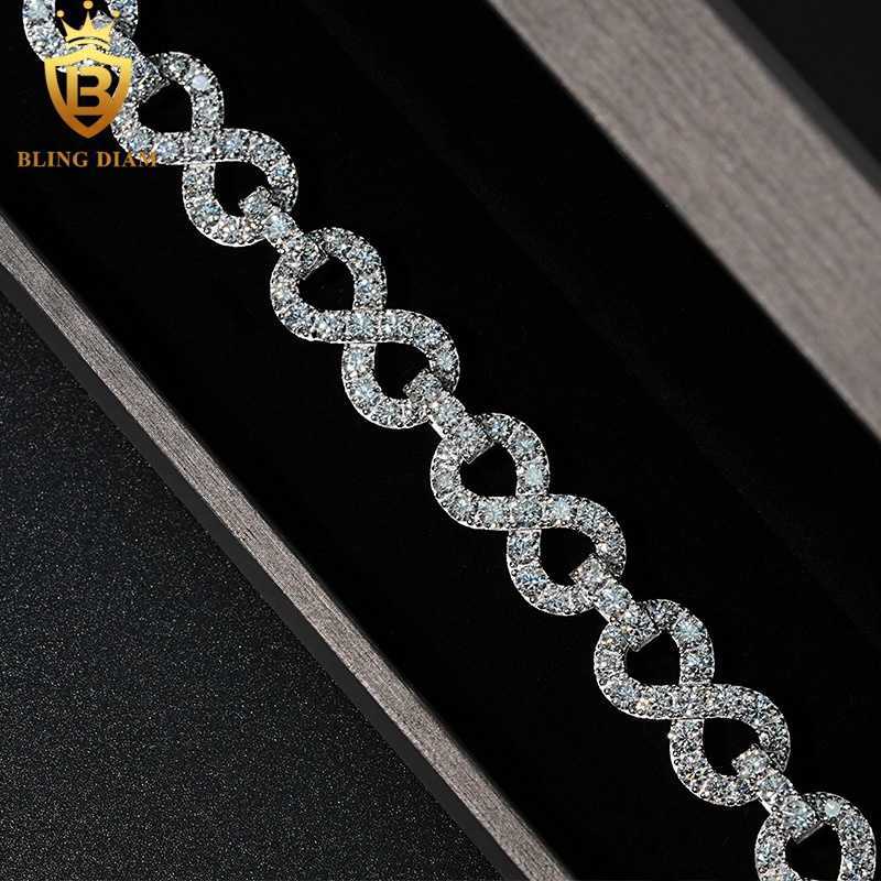 13MM Hip Hop Jewelry Cuban Link Chain Bracelet 925 Sterling Sliver Iced Out Moissanite Diamond