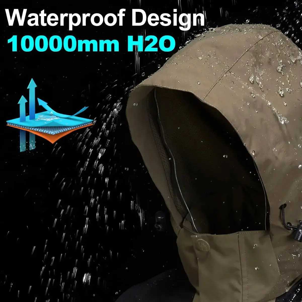 GOLDEN CAMEL Mens Rain Jackets Waterproof with Hood Lightweight Softshell Single Jackets Zip Up Windbreaker Jacket for HikingT250218