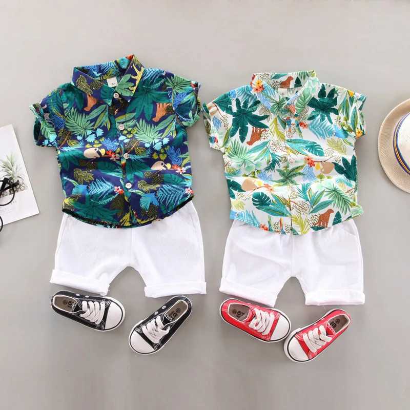 Baby clothing baby clothing 0-5 years old summer short sleeved set baby printed shirt casual shorts two-piece set W250218