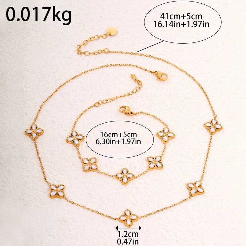 Earrings Necklace 316L Stainless Steel White Shell Four Leaf Clover Bracelet for Women Fashion Non-fading Jewelry Gifts Bijoux Pulseras H250217