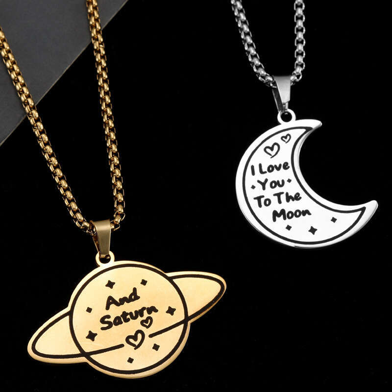 Hot selg stainless steel star moon couple necklace for men and women Qixi Valentine's Day gift pendant