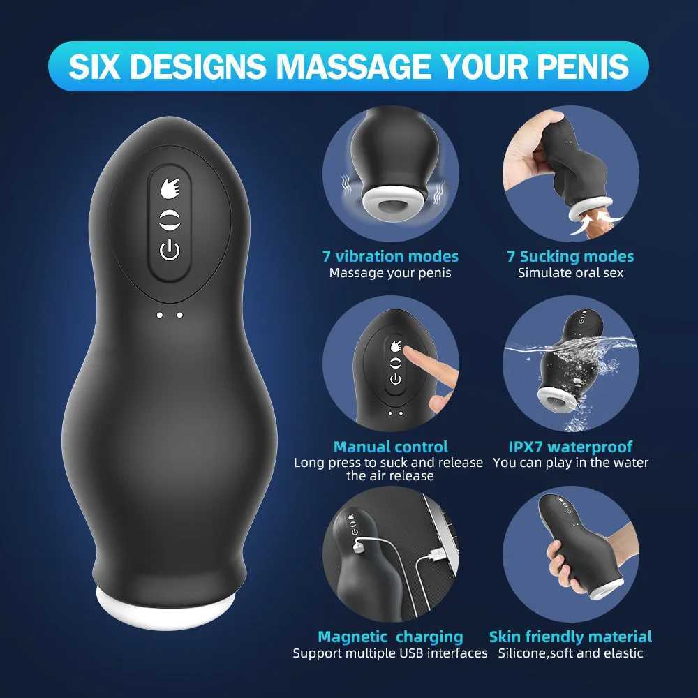Automatic Male Masturbator Vibration Blowjob Sucking Cup Oral Vaginal Reals Pussy Penis Vibrator Sex Toys Adult Goods for Men W250218