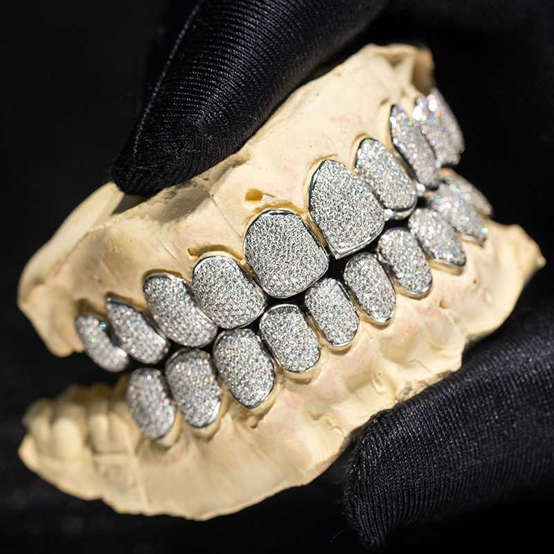 Rapper Mens Jewelry Sterling Silver Custom Hip Hop Iced Out VVS Moissanite Grillz