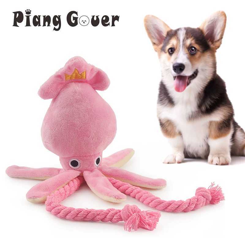 Others Dog Toys Chews Cute Squid Small Dog Toy Sound BB Plush Pet Puppy Rope Toys Pink Chew Squeak Toys For Cat H250217