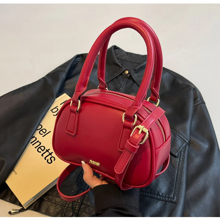 PU Leather Retro Mini Crossbody Bag for Women Korean Fashion Lady Soft Handle Daily Handbags Classic Red Bridal Bag 250217