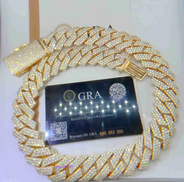 Top Quality Iced Out 20Mm VVS Dia Cuban k Chain Miami Hip Hop 10K Gold / Lab Grown Dias