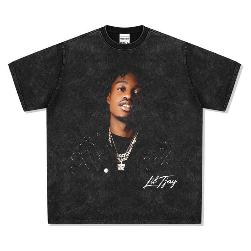 American hip-hop Tjay Lil Jay printed short sleeved T-shirt vintage loose