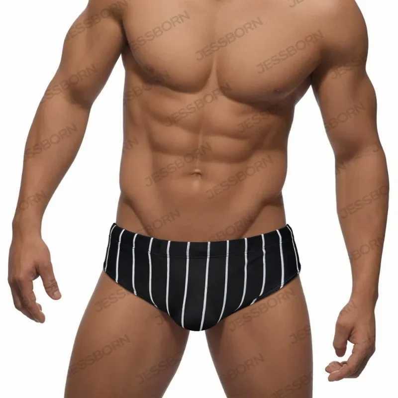 Fashionable mens outerwear swimsuit sexy low waist swimsuit breathable quick drying surfing dry black striped beach shorts M250218