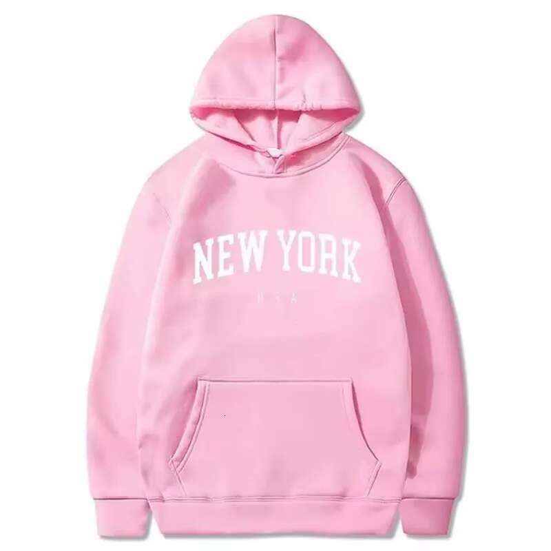 Men Women New York U.S.A City Hoodies Fashion Letter Printed Graphic Sweatshirts Loose Casual Hooded Pullover Sportwear