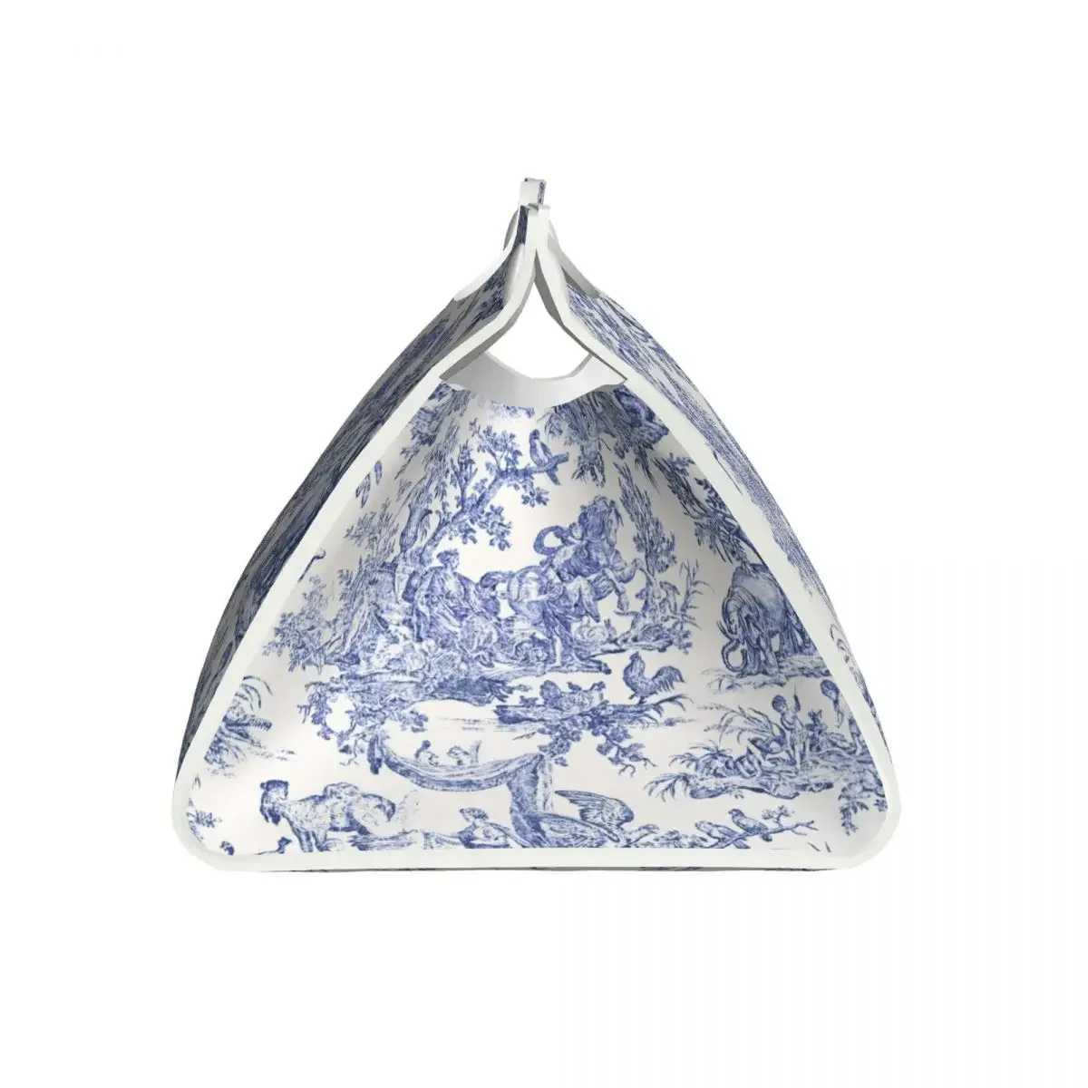 Cust Navy Blue Toile De Jouy Tissue Box Cover Rectangar PU Leather French Countryside Floral Facial Tissues Holder for Car Y250218