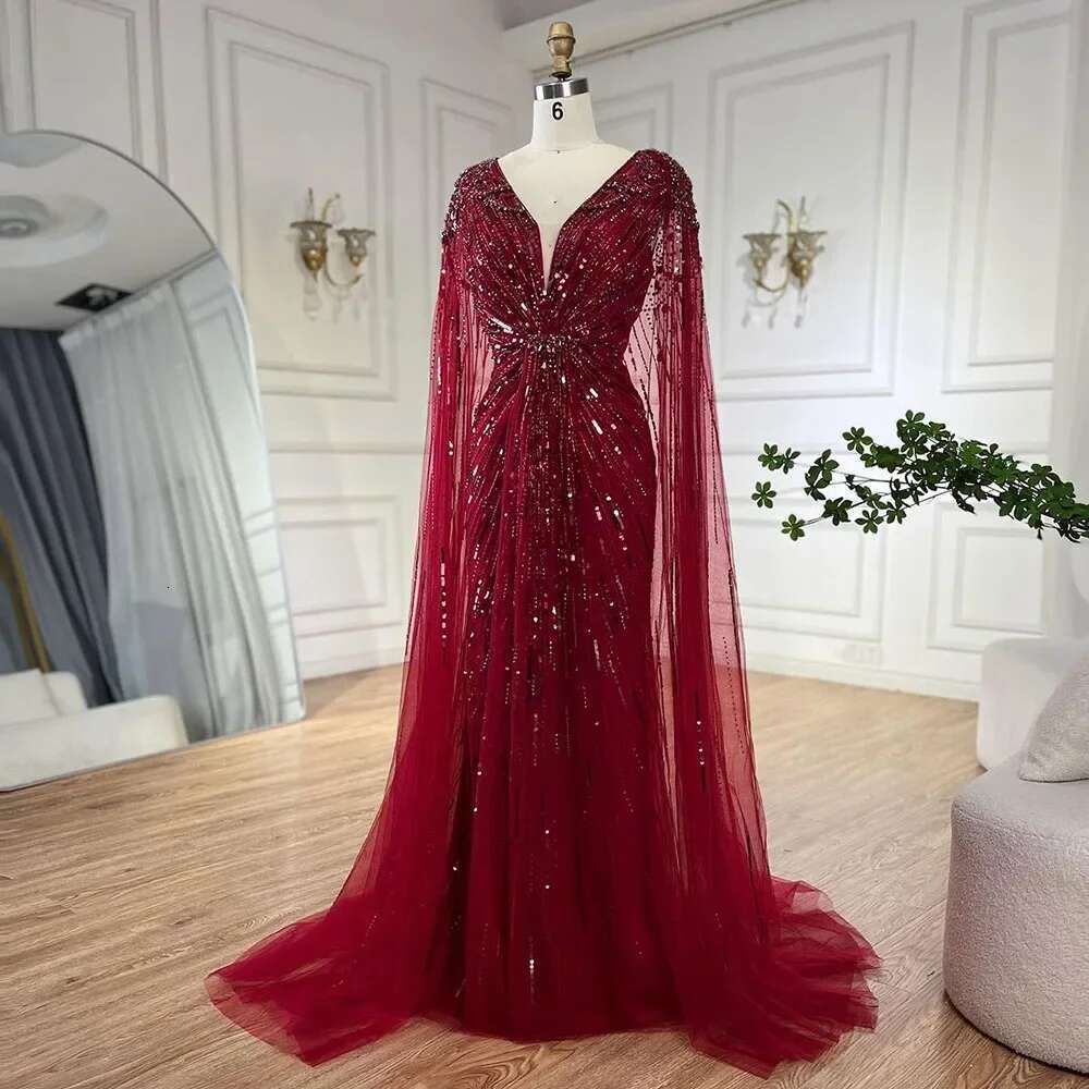 Mermaid Turquoise Evening Dresses Gowns With Beaded Cape Sleeves Design Customize Party dresses