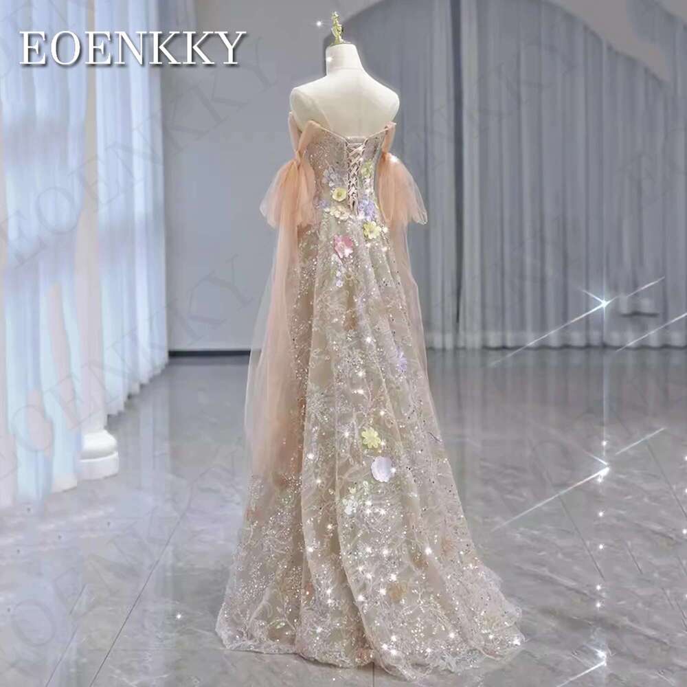 Off Gorgeous Shoulder evening Dress Ral Embroidery A E Sparkg Prom Party Dresses V Neck Performance es