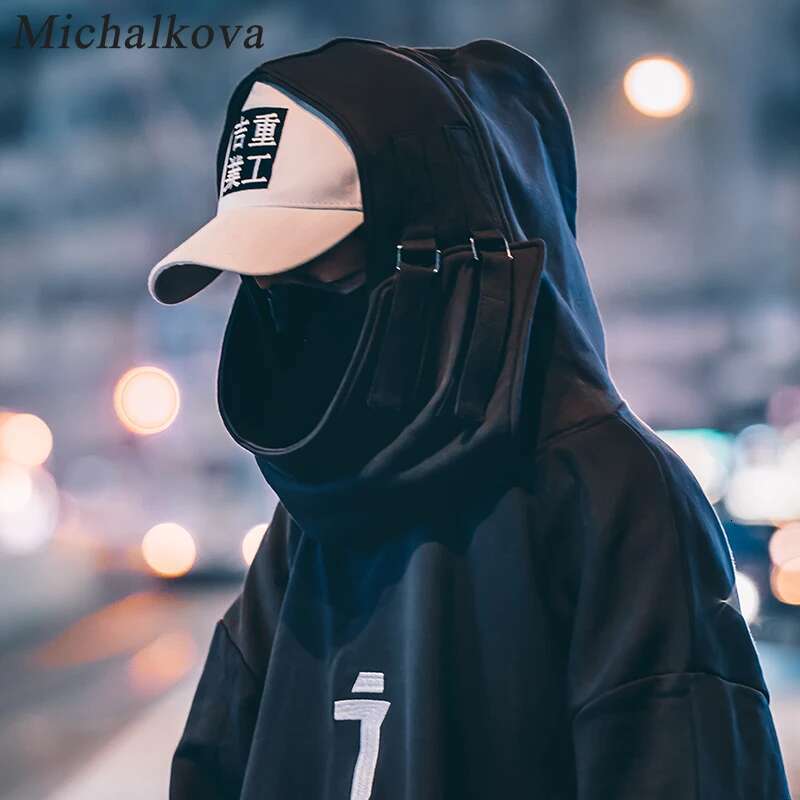 michalkova High neck Fish mouth Pullover japanese Sweatshirts Men/Women Hoodies oversize Streetwear Hip Hop Haruku Male Tops