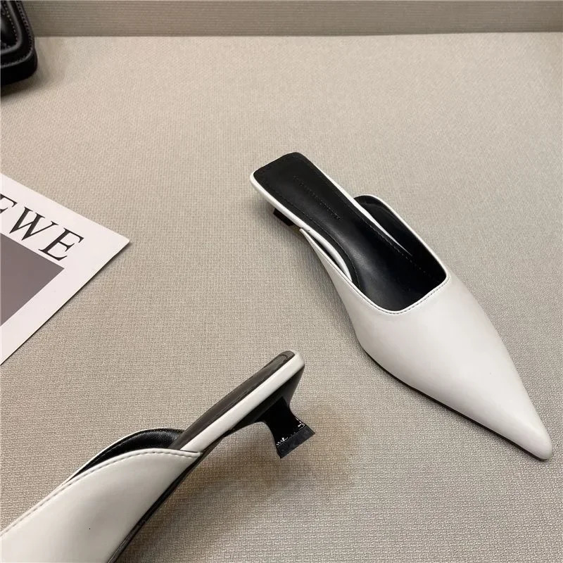 Summer Low Heel Slippers Close Toe Outdoor Mules Casual Pumps Street Style Woman Sandals Slip on Half Slippers Loafers 250217