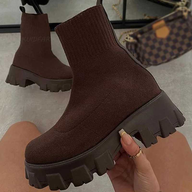 Women Boots 2022 Platform Boots For Autumn Winter Shoes Slip Platform Shoes Women Ankle Boots White Heels Short Botas MujerXJ250217