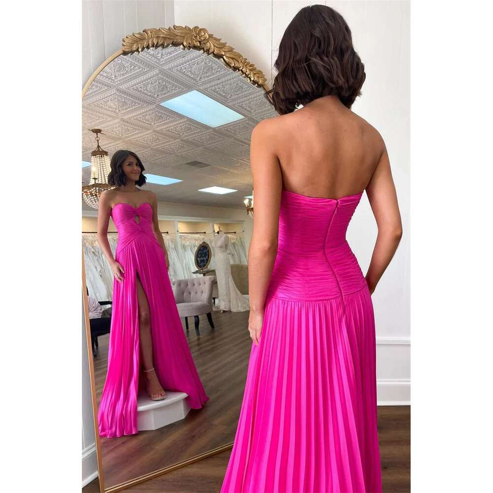 Strapless Bella Chiffon Prom Dresses Mermaid Homecoming Dress Elegant Sleeveless Customized Side Split Vestidos De Fiesta