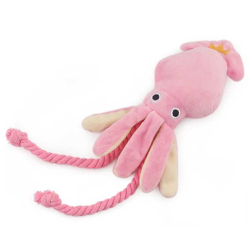 Others Dog Toys Chews Cute Squid Small Dog Toy Sound BB Plush Pet Puppy Rope Toys Pink Chew Squeak Toys For Cat H250217