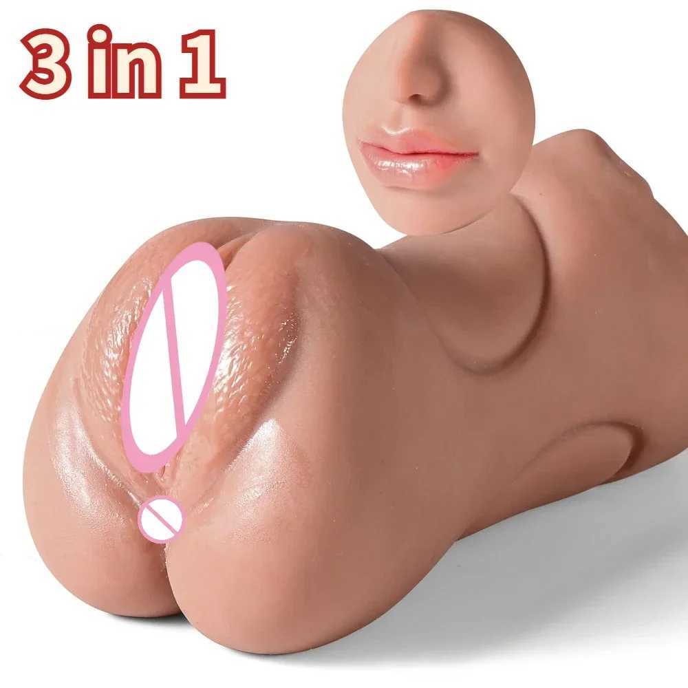 3 in Male Sex Toys Masturbator Cup Adult Sex Toy for Men Erotic Tight Vagina Anus Mouth Blowjob Toys for Male Masturbation W250218