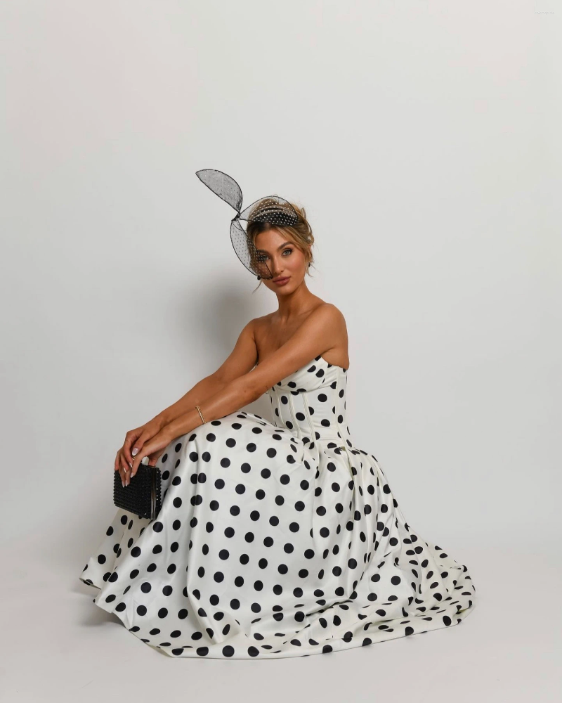 Party Dresses Fashion Strapless V Neck Polka Dot Halter Summer Women Vintage Elegant Ankle Length A Line Long Vestidos