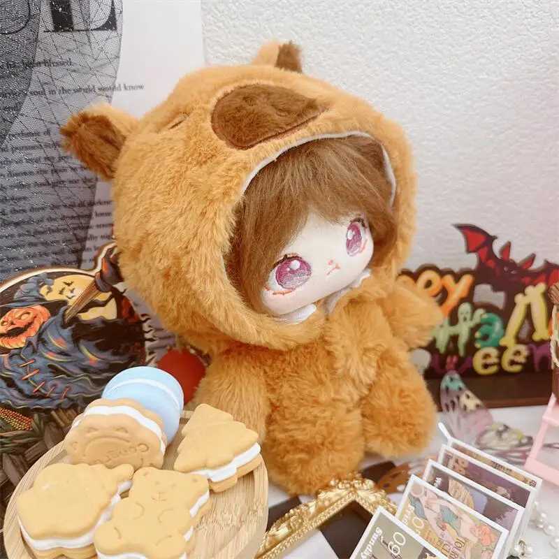 20cm Kaii Capybara Fluffy Coat Suit Plush Cotton Doll DIY Clothes Accessories Stuffed Toy for Kids Girls Birthday GiftXJ250218