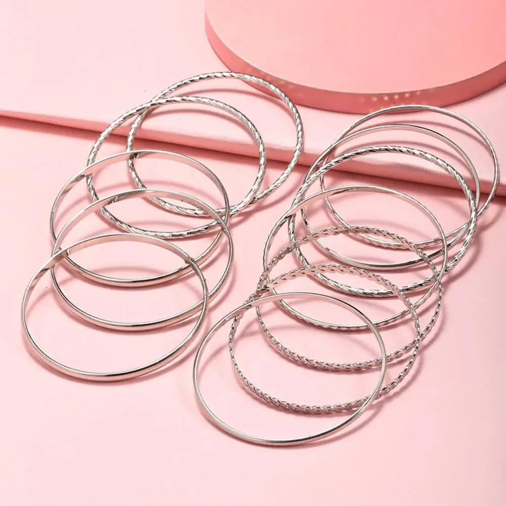 12pcs Punk Curb Cuban Chain Bracelets Set for Women Miami Boho Thick Gold Color Charm Bangles Fashion Jewelry Y2C7 250213